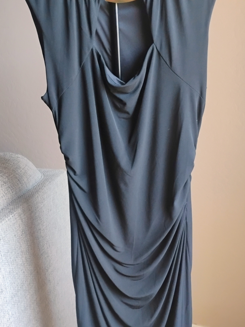 Calvin Klein Size 14  Black Draped Midi Dress